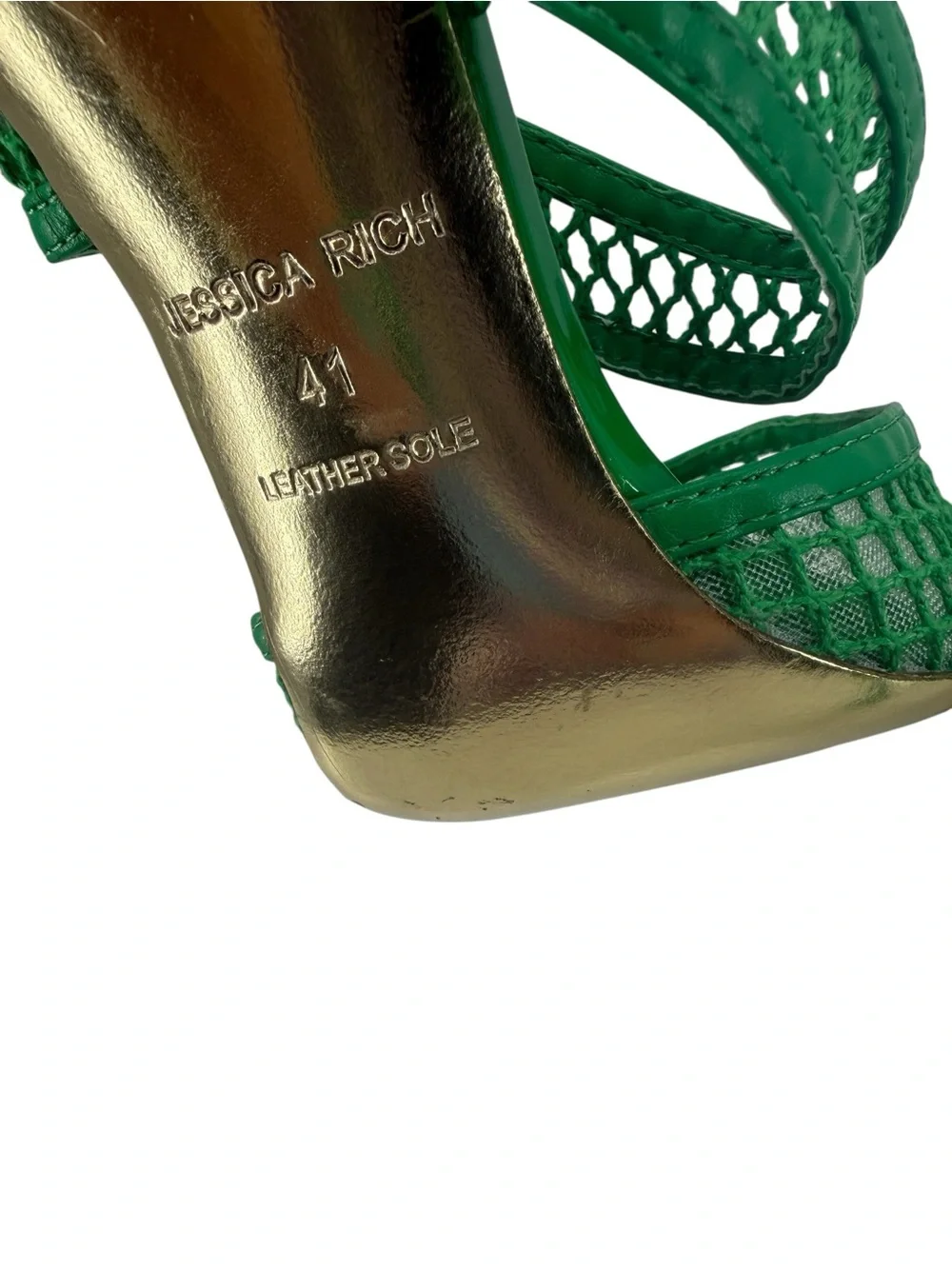 Jessica Rich Bright Green Fishnet 4” Stiletto Pointed Toe Heels NWOB EU41 US 10